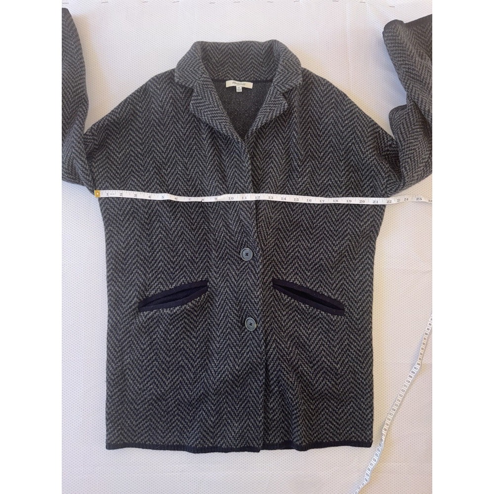 Madewell Blazer Sweater‎ Jacket Womens XS Blue Herringbone Wool Blend Cardigan - Picture 10 of 10